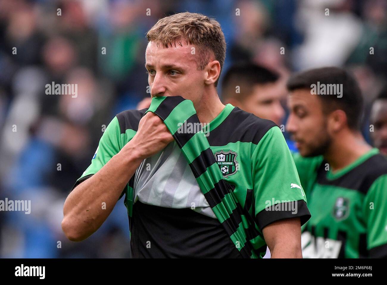 Reggio Emilia, Italy. 04th Jan, 2023. Davide Frattesi of US Sassuolo reacts during the Serie A football match between US Sassuolo and UC Sampdoria at Citta del Tricolore stadium in Reggio Emilia (Italy), January 4th 2023. Photo Andrea Staccioli/Insidefoto Credit: Insidefoto di andrea staccioli/Alamy Live News Stock Photo