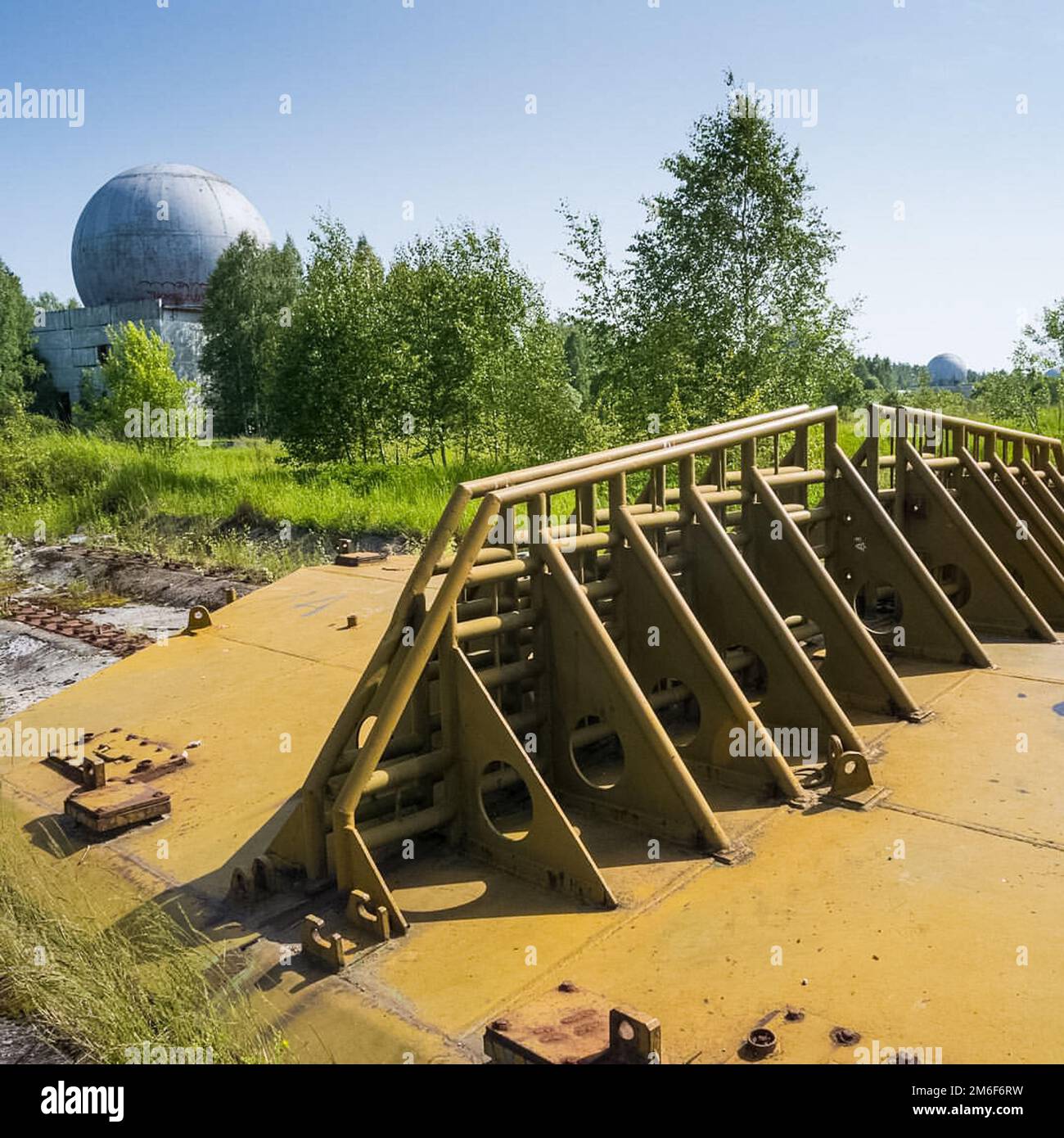 Cover of an underground bunker near an old radar military base. Stock Photo