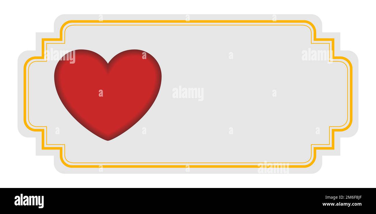 Banner with red heart on white background. Vector illustration Stock ...