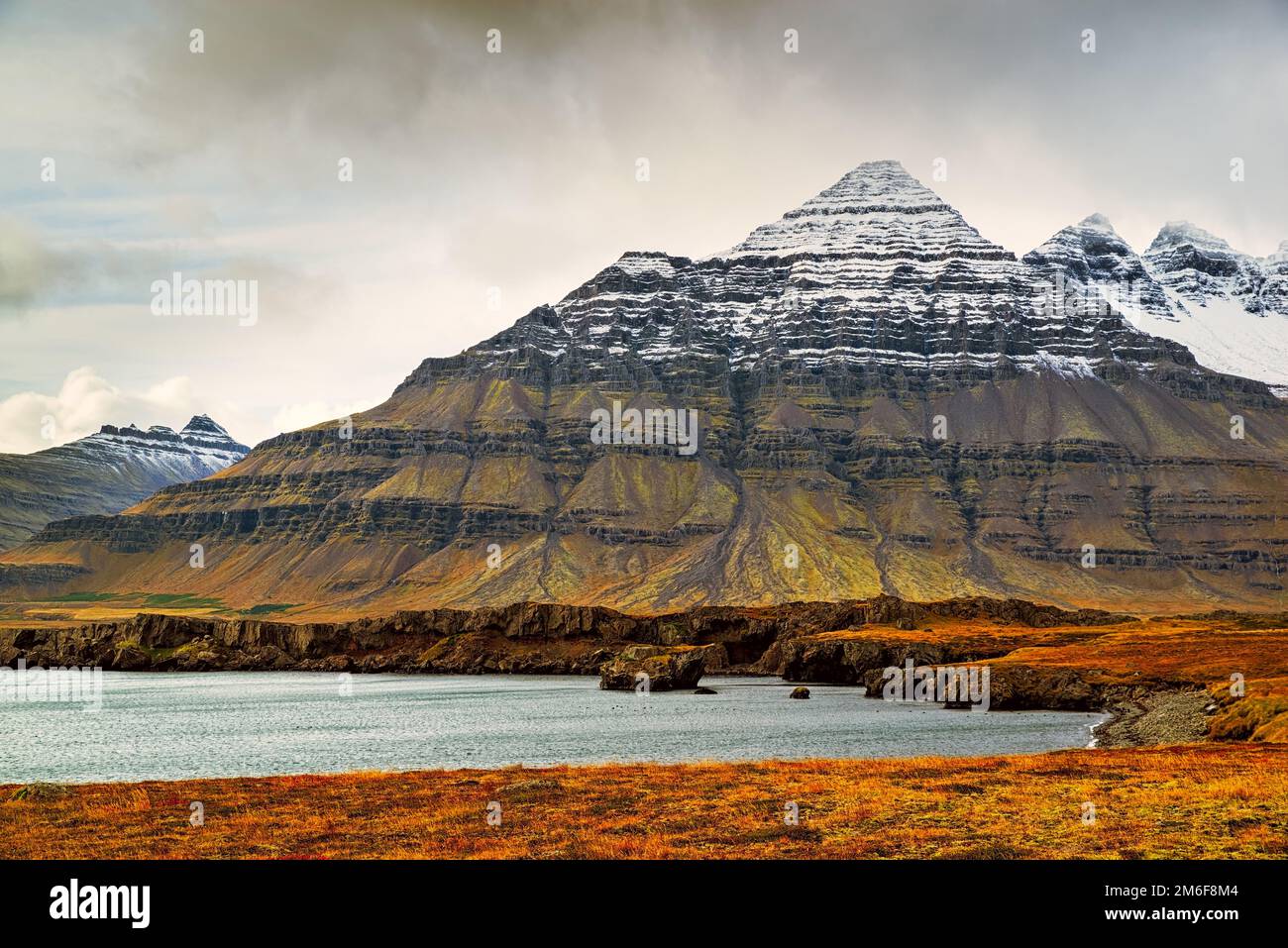 Mountain view in Stodvarfjordur on the east side of Iceland Stock Photo