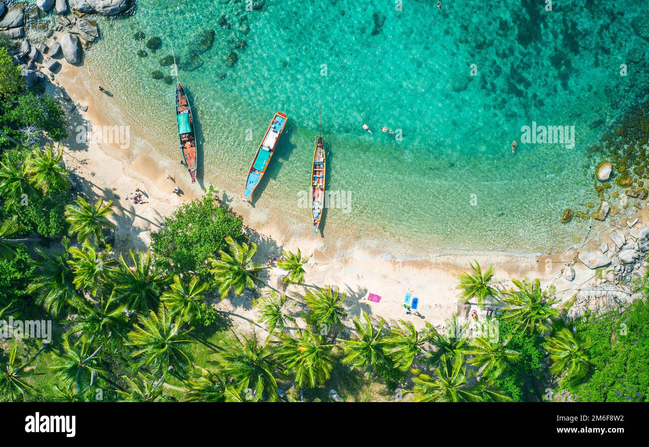 Aerial view private beach hires stock