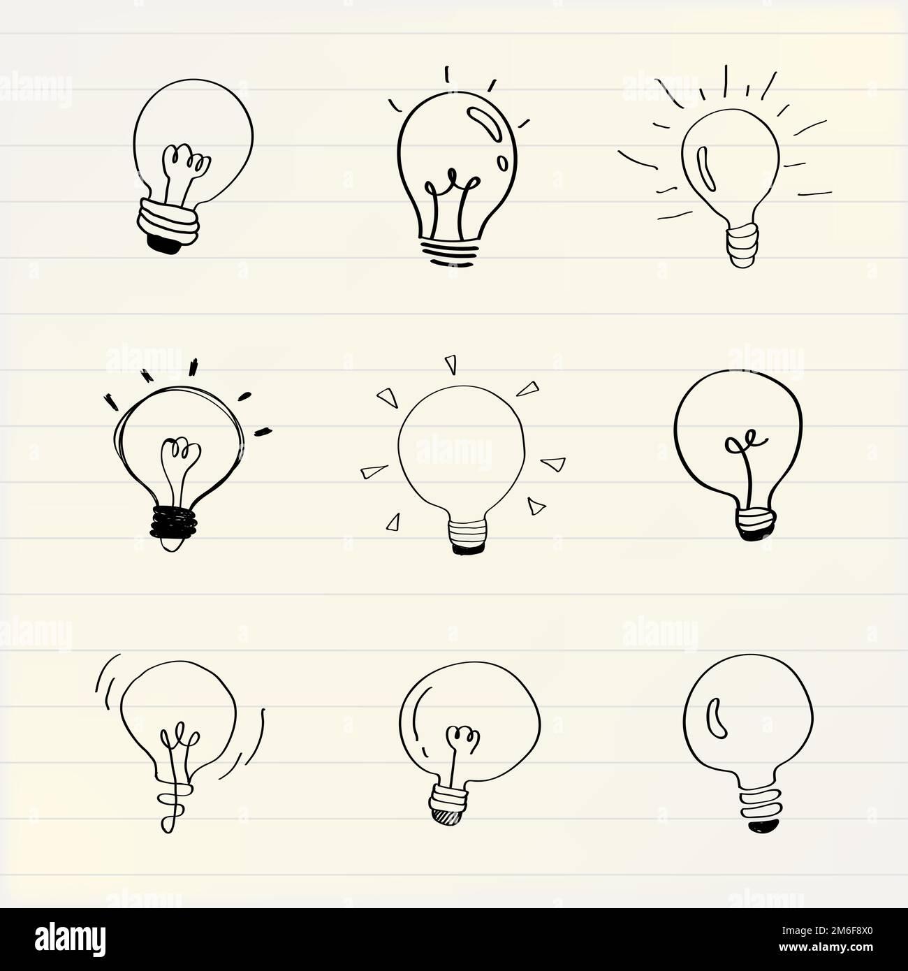 Creative light bulbs doodle collection vector Stock Vector