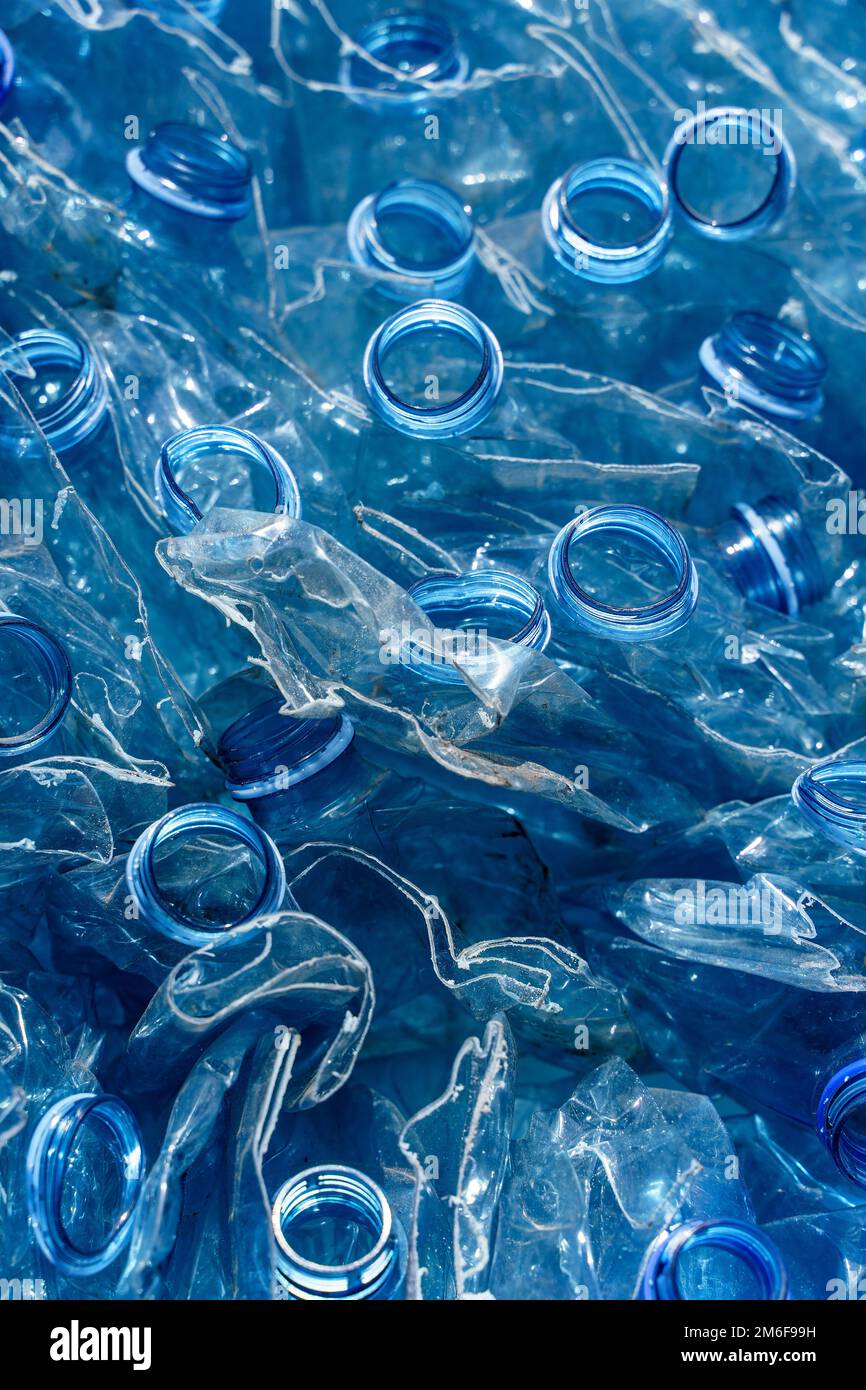 Used plastic bottle background. Recycle plastic trash and waste to