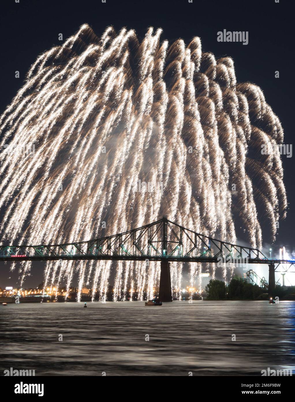 Fireworks. Jacques-Cartier Montreal. Fireworks with reflection on water ...