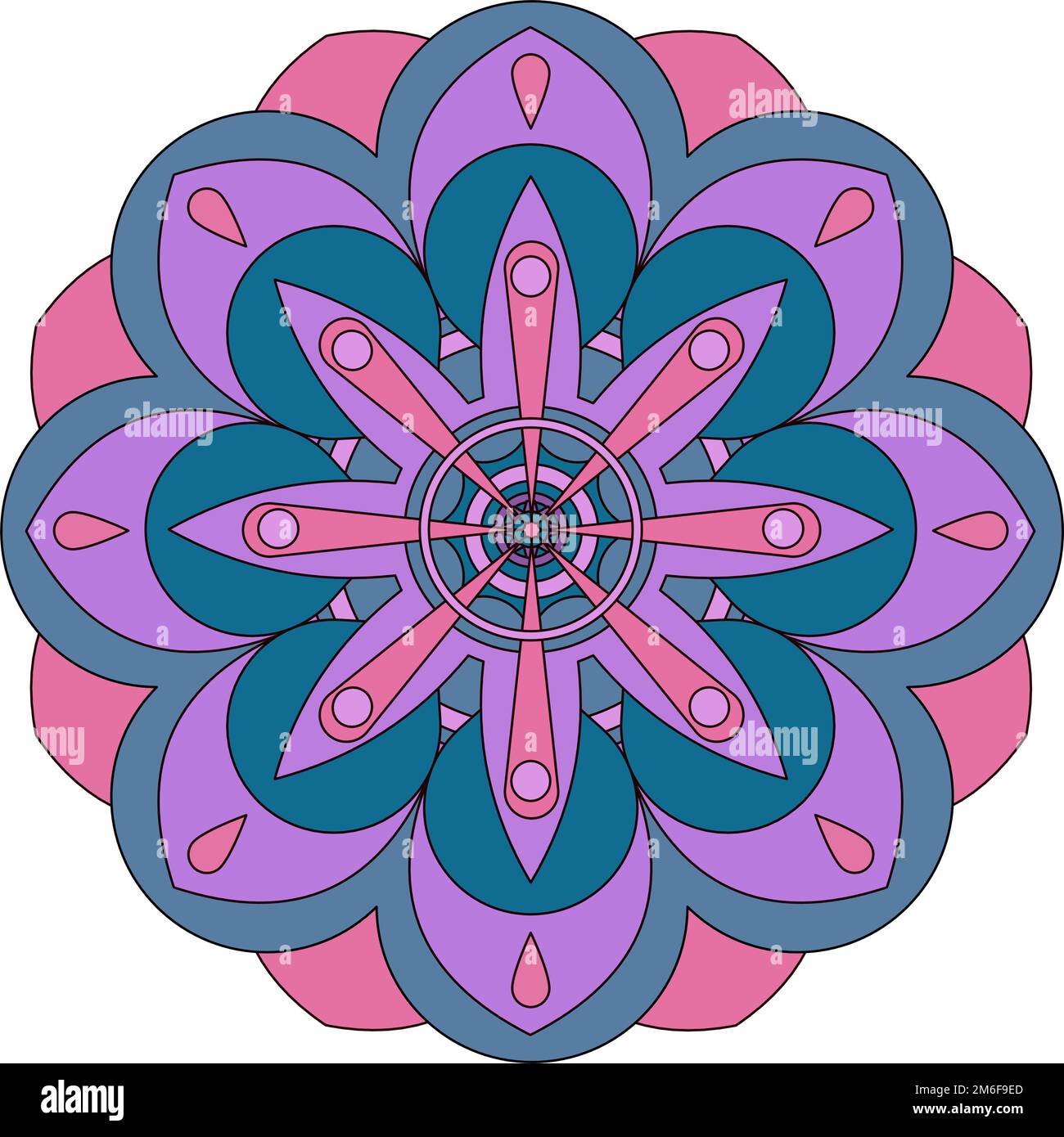Mandala illustration, round symmetrical boho pattern Stock Vector