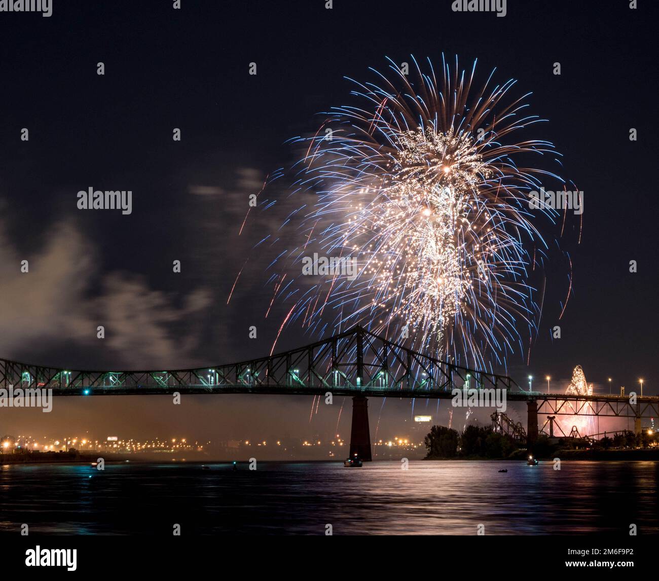 Fireworks. Jacques-Cartier Montreal. Fireworks with reflection on water ...