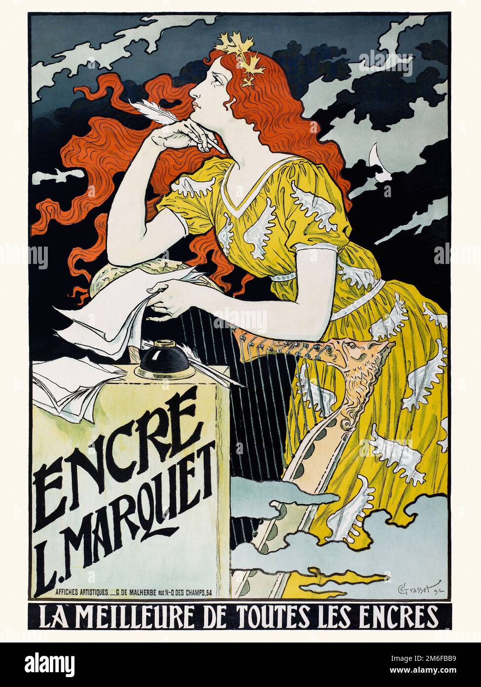 Encre L. Marquet. La meilleure de toutes les encres by Eugène-Samuel Grasset (1845-1917). Poster published in 1892. Stock Photo