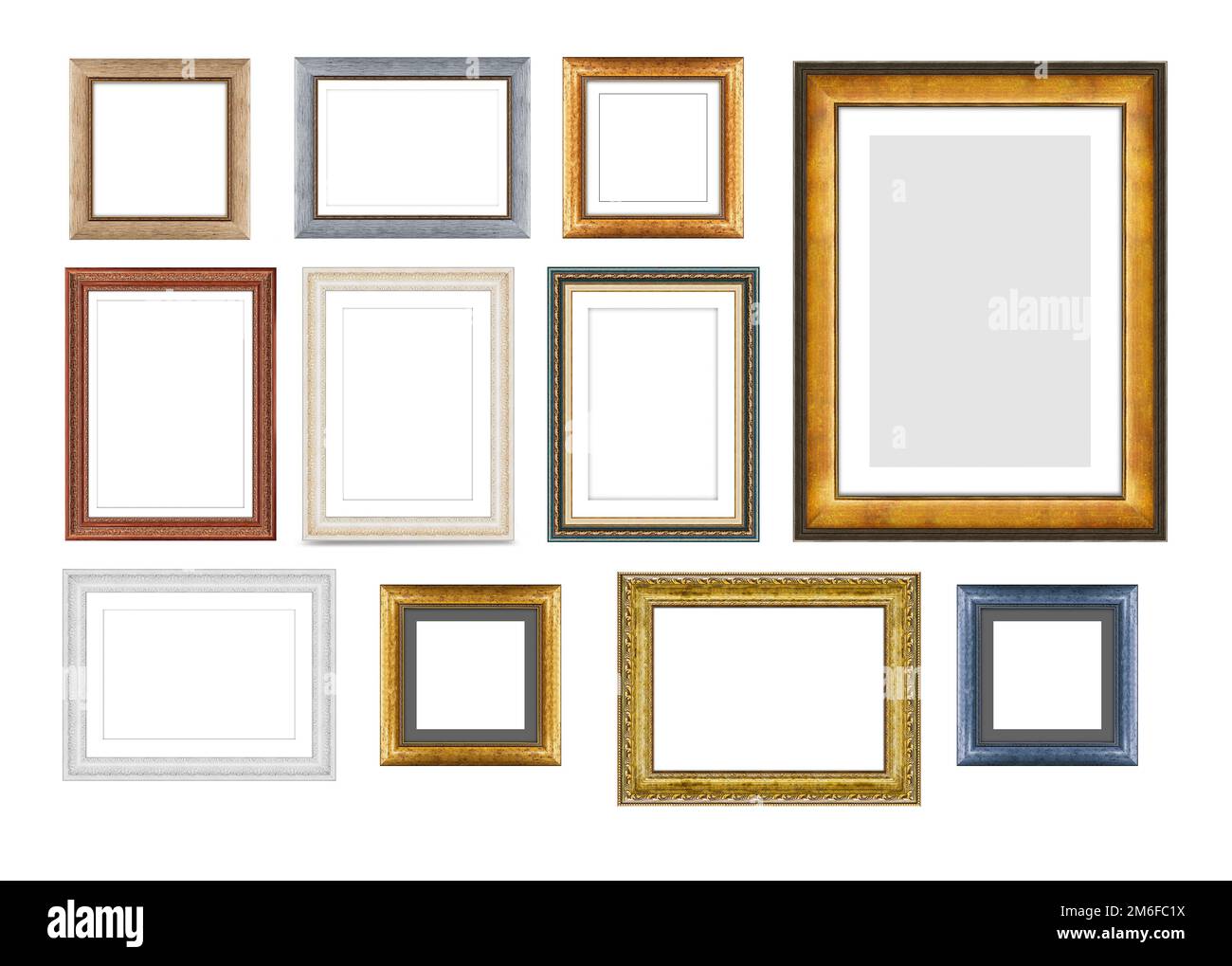 Set of vintage wooden frames for pictures or photos, frames for a mirror Stock Photo