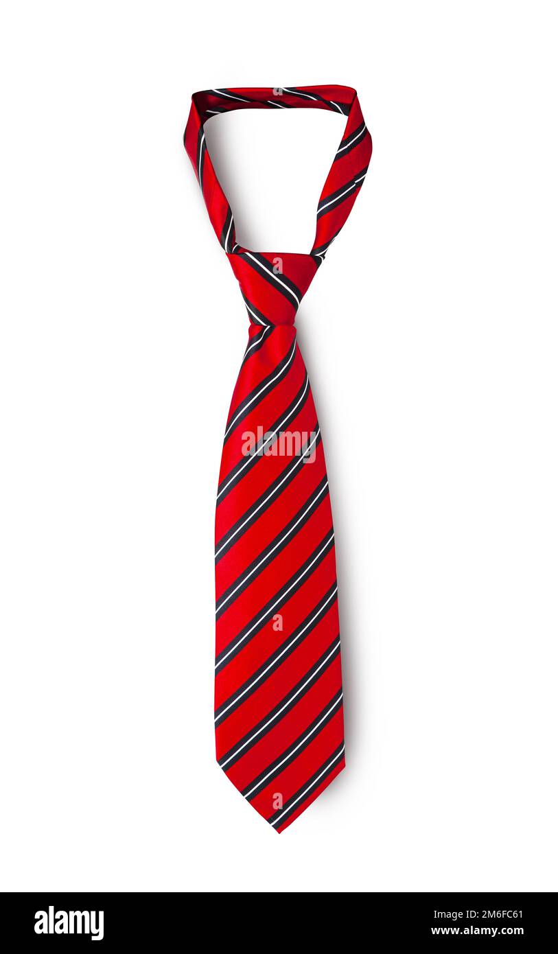 Red men's striped tie taken off for leisure time Stock Photo