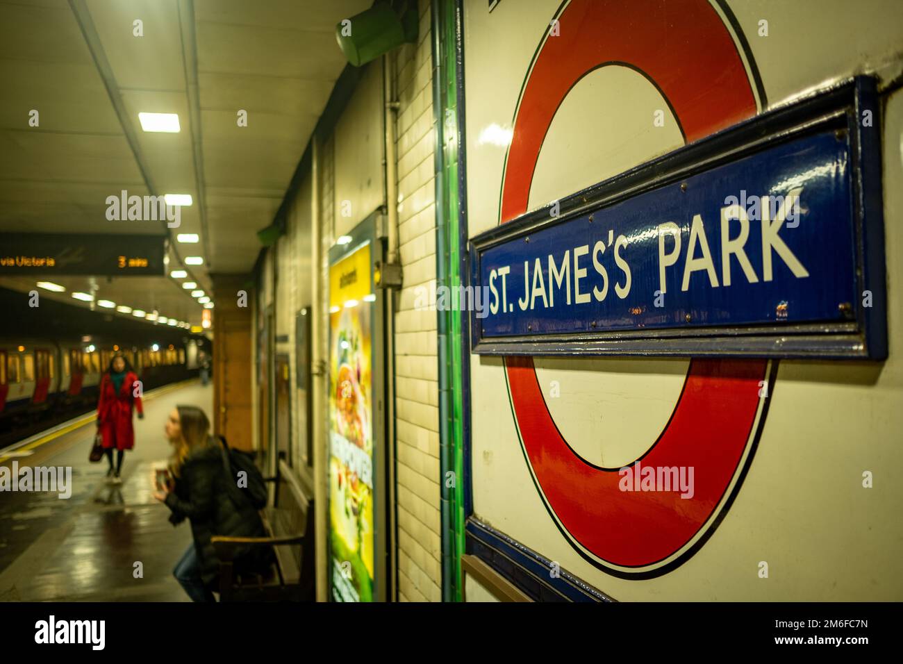 London December 2022 St James's Park Underground station sign on