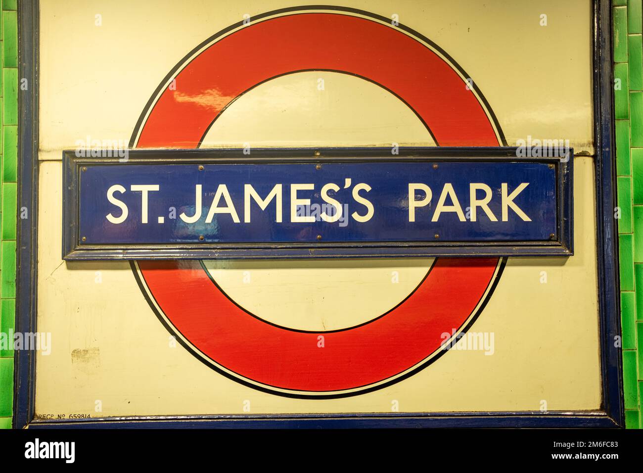 London December 2022 St James s Park Underground Station Sign On London December 2022 St James s Park Underground Station Sign On