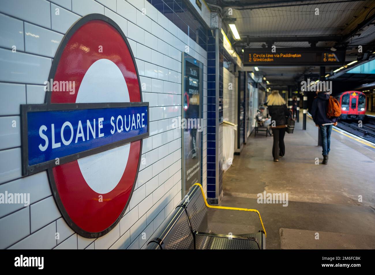 London December 2022 Sloane Square Underground Station, district and