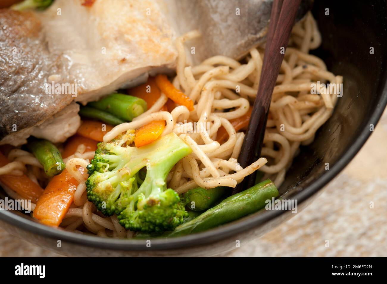 Healthy Asian fish and vegetable noodles Stock Photo Alamy