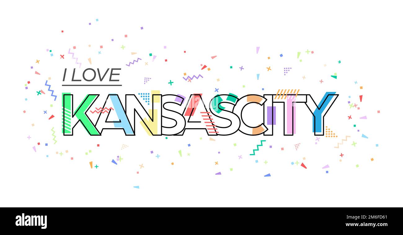 I love Kansascity. Vector lettering for postcards, posters, posters and banners. Flat design Stock Vector