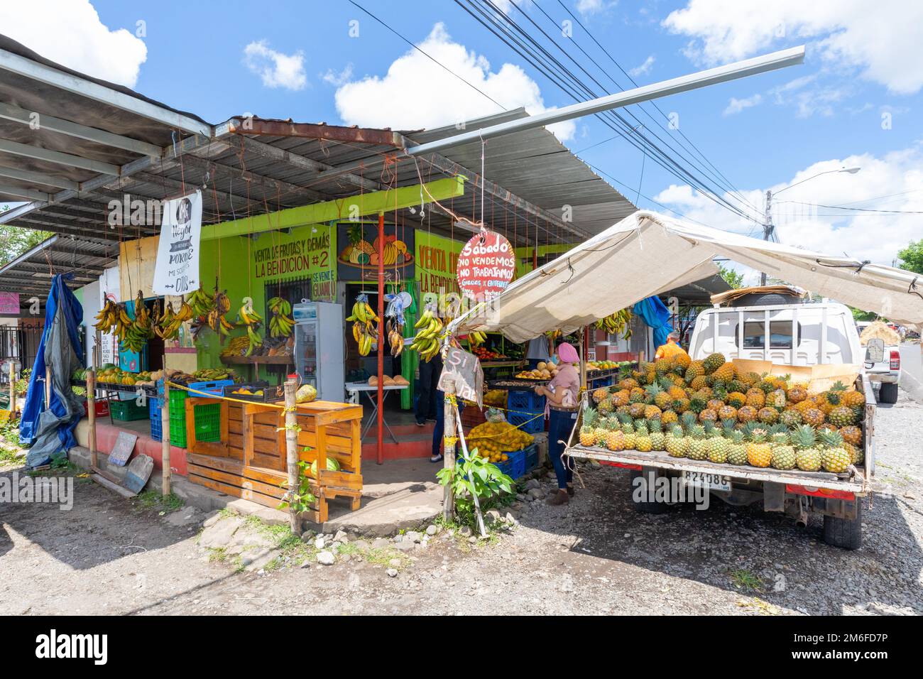 Panama, Bugaba town, tropical fruit shop with outdoor display Stock Photo