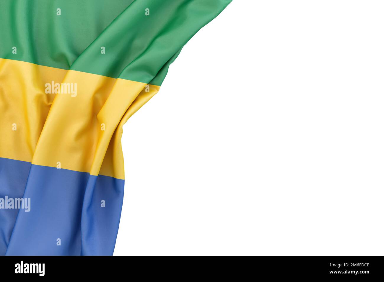 Flag of Gabon in the corner on white background. Isolated Stock Photo ...
