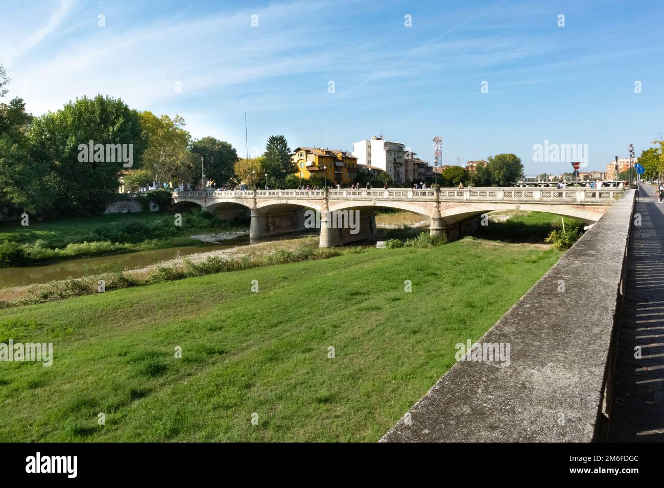 Parma city Bridge of Parma river, Italy 2019 Stock Photo