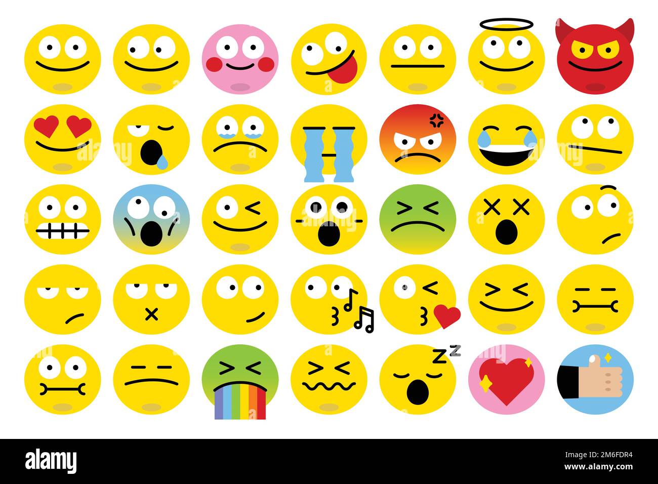 Emoticon facial expression collection vector Stock Vector