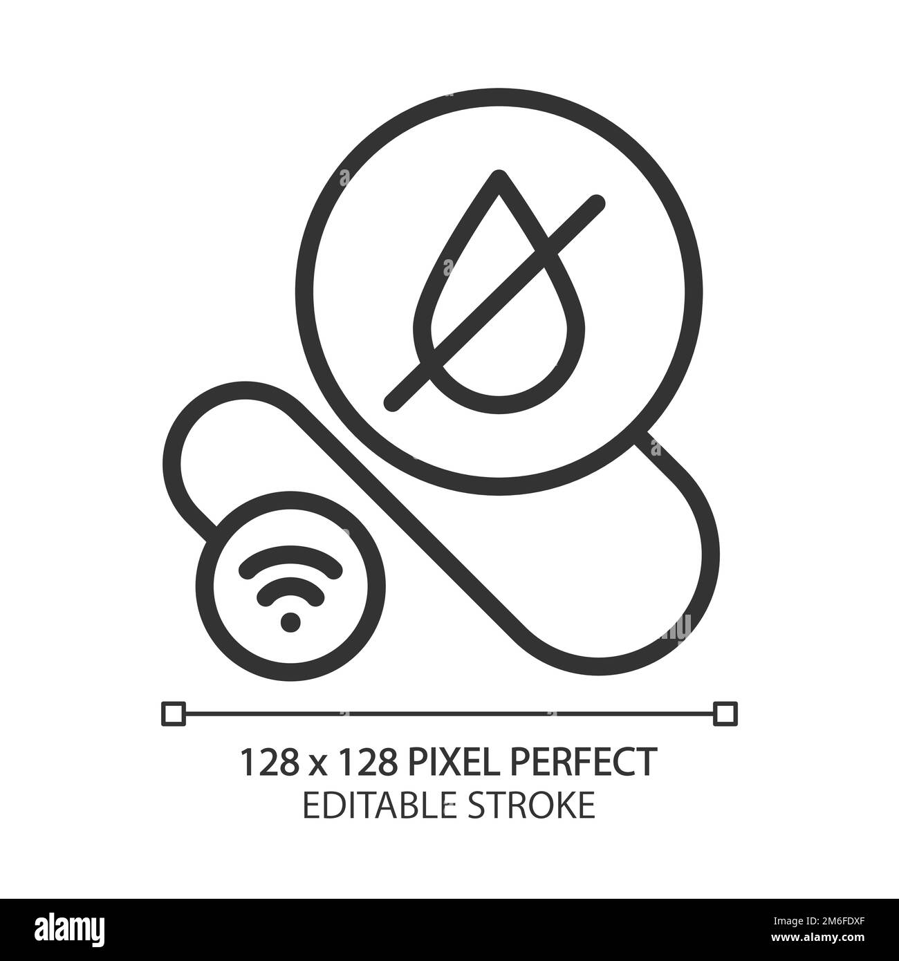 Smart leak detector pixel perfect linear icon Stock Vector