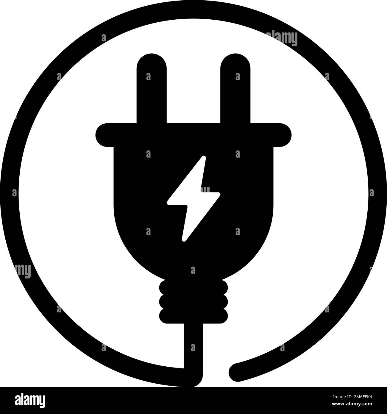 Charging outlet icon. Rounded cable. Editable vector. Stock Vector