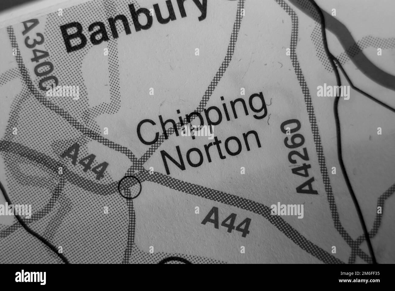 Chipping Norton, United Kingdom atlas map town name black and white