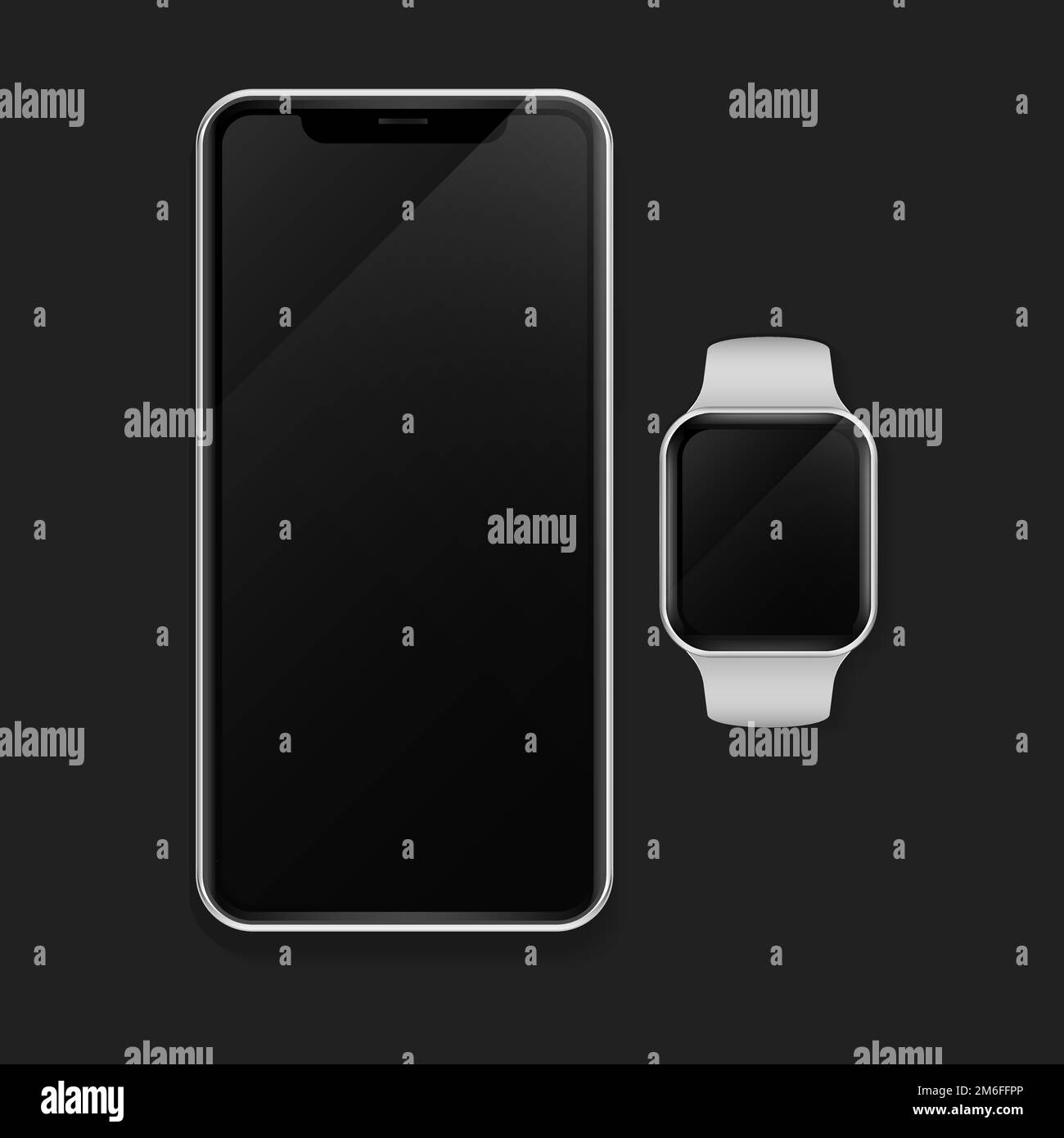 Mobile phone and a smart watch mockup Stock Vector