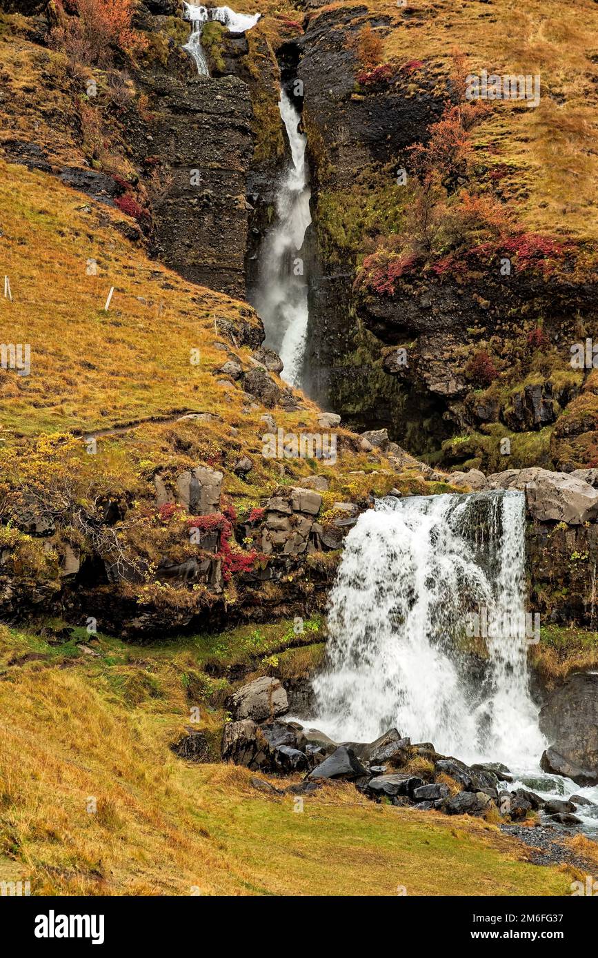 Gluggafoss waterfall in summer season, Iceland Stock Photo