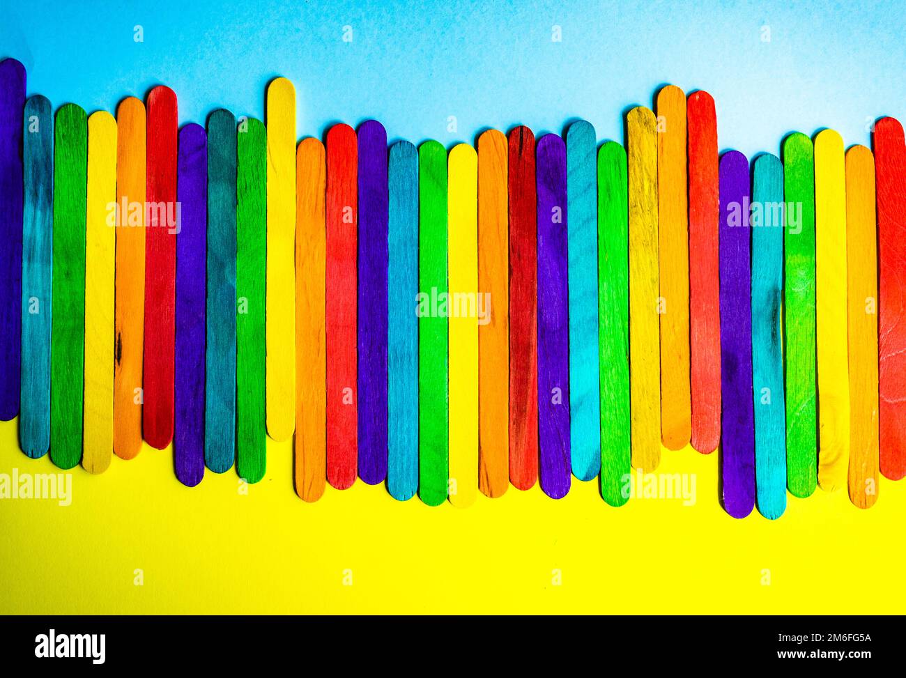 Summer background made with ice cream sticks Stock Photo