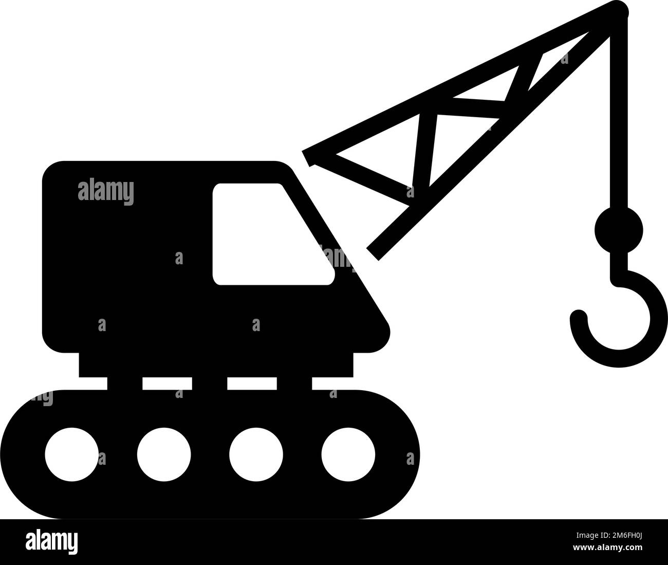 Crane heavy equipment silhouette icon. Mobile crane truck. Editable vector. Stock Vector