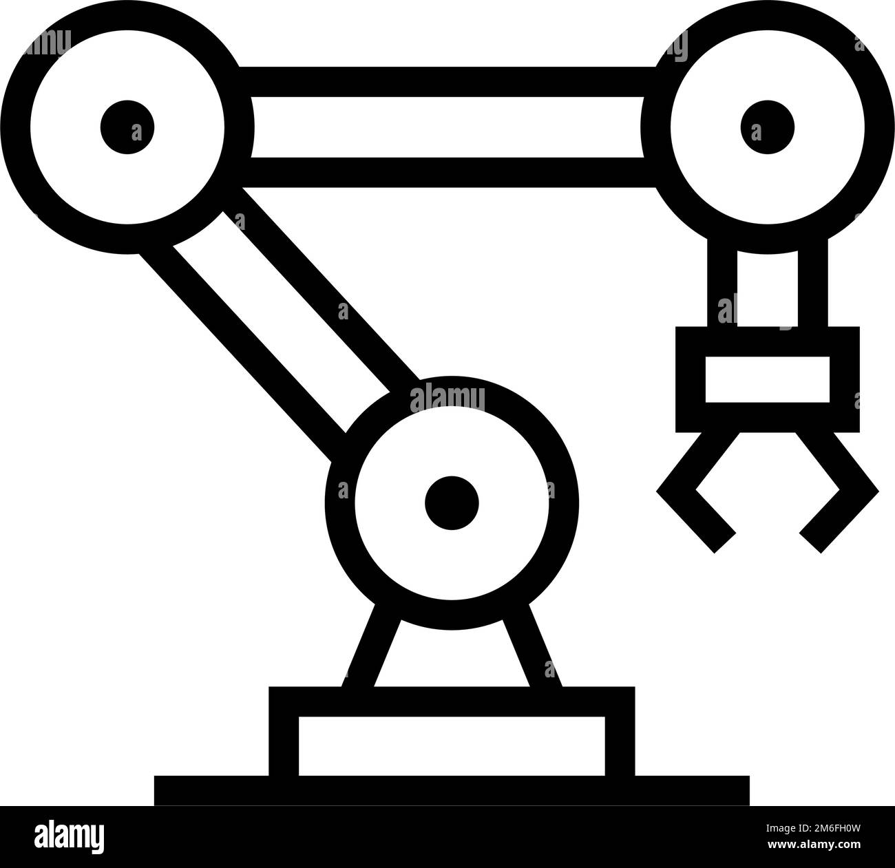 Simple robot arm icon. Automation of line work. Manufacturing. Editable vector. Stock Vector
