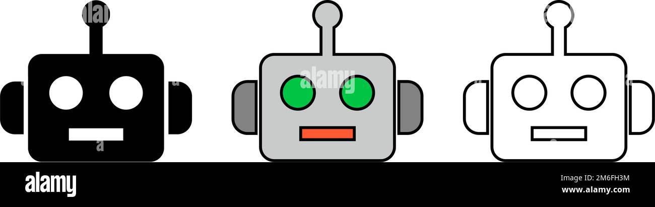 Robot Icon Set. Machine. Editable vector. Stock Vector