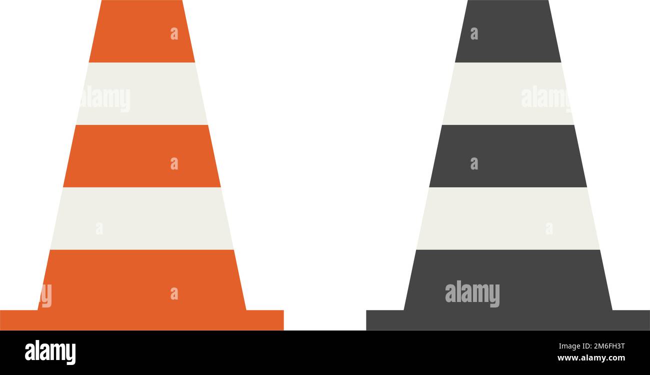 Safety cone icon set. Traffic cones. Construction site traffic control icon. Editable vector. Stock Vector