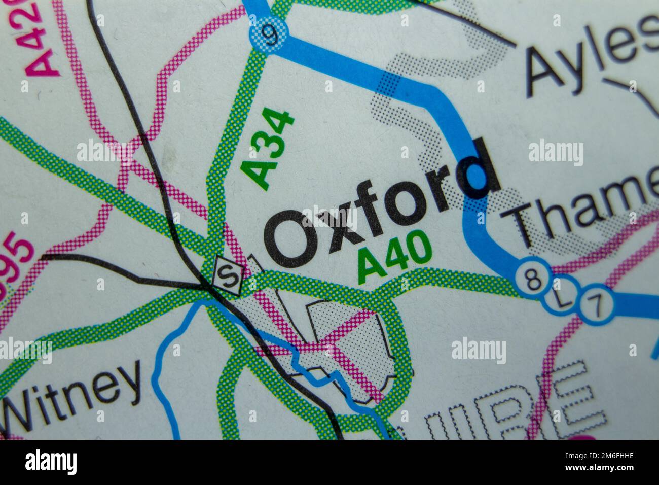 Oxford, United Kingdom atlas map town name Stock Photo Alamy