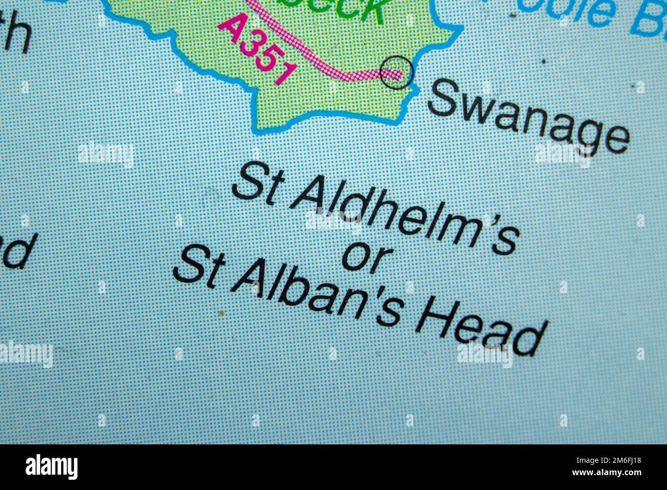 St Aldhelm's or St Alban's Head, United Kingdom atlas map town name Stock Photo