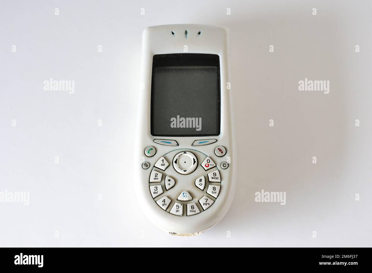 A vintage Nokia 3650 GSM phone on a white surface Stock Photo