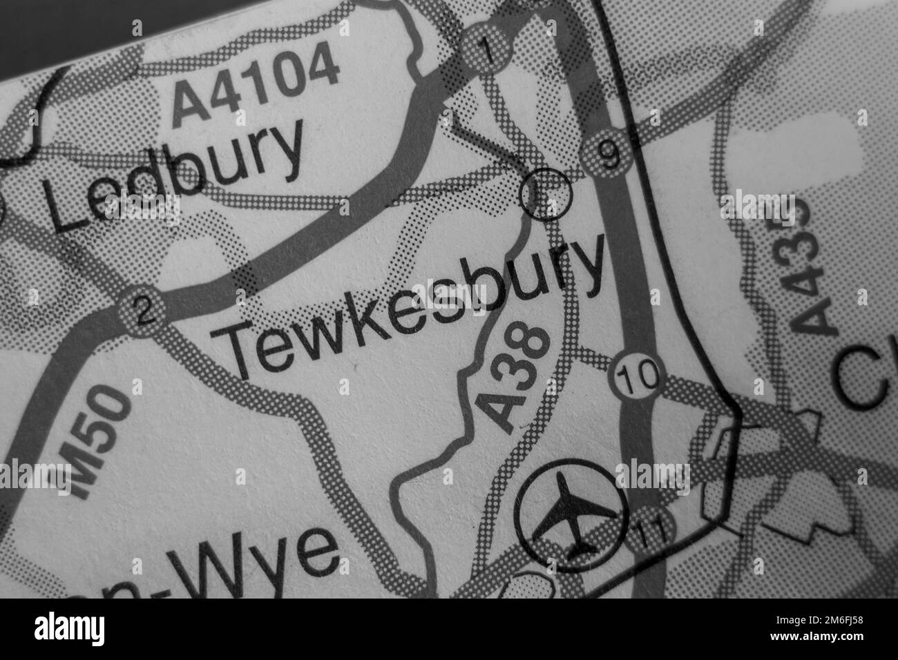 Tewkesbury, United Kingdom atlas map town name black and white Stock Photo Alamy