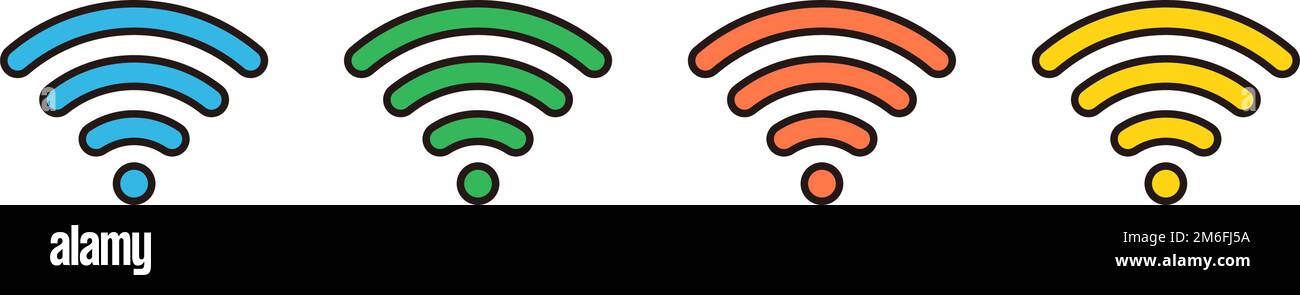 Wi-Fi icon set. Radio wave icons. Wireless communication. Editable vector. Stock Vector