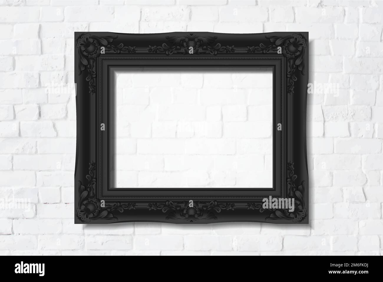 Black frame mockup on a wall vector Stock Vector