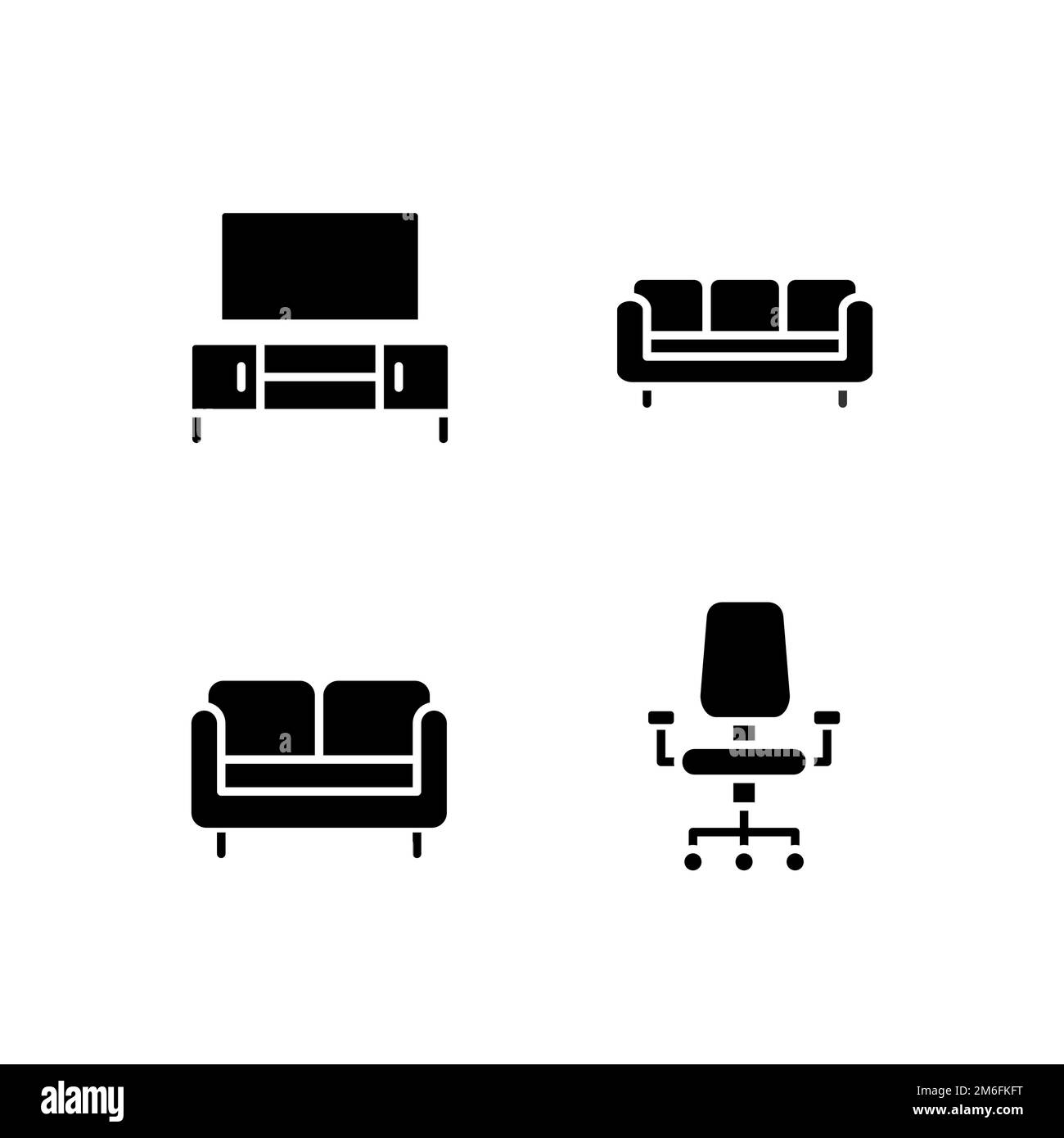 Furniture store black glyph icons set on white space Stock Vector Image