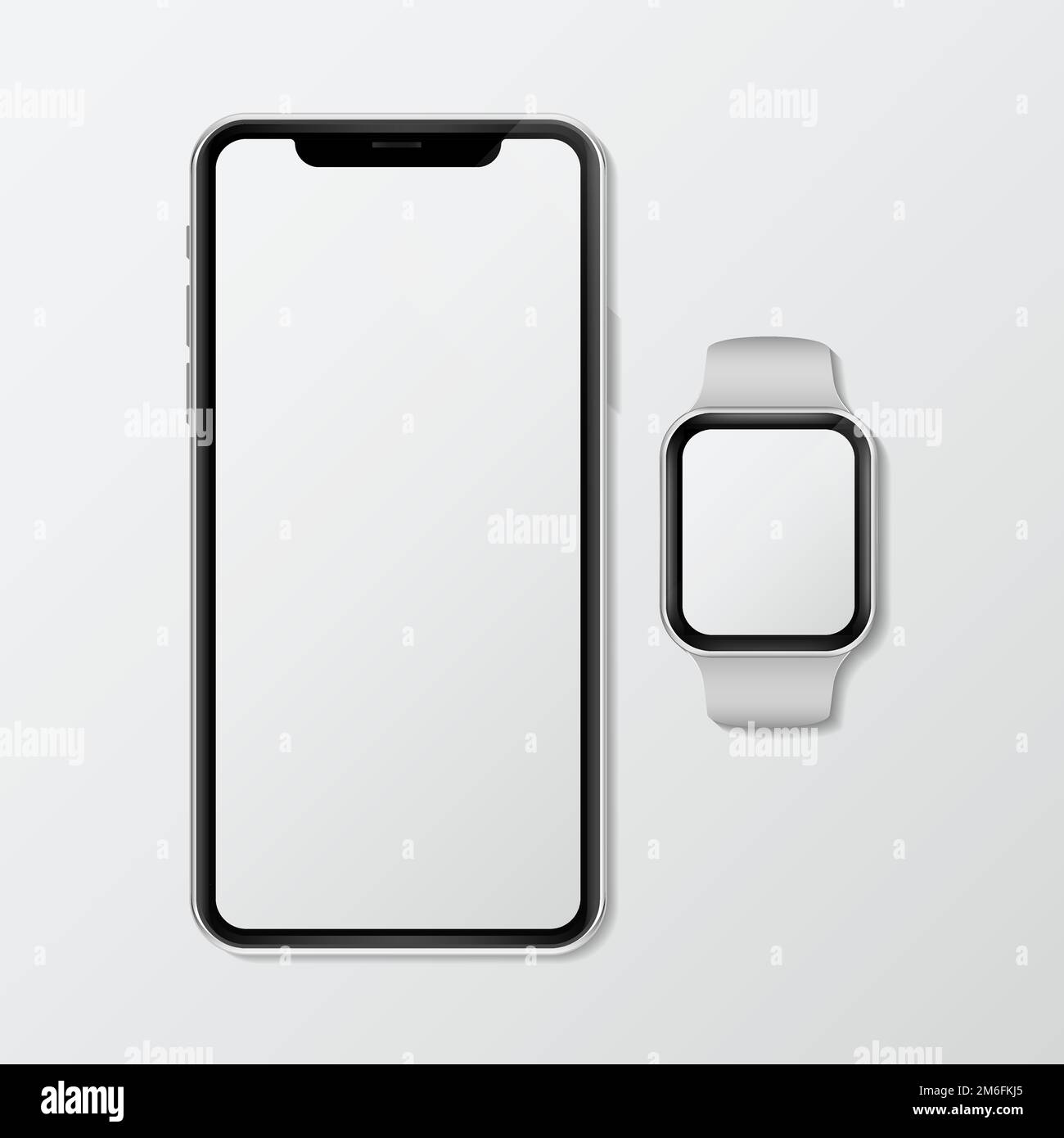 Mobile phone and a smart watch mockup Stock Vector