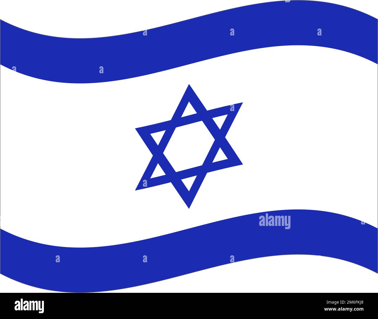 Fluttering Israeli flag. Flag of Israel. Editable vector. Stock Vector