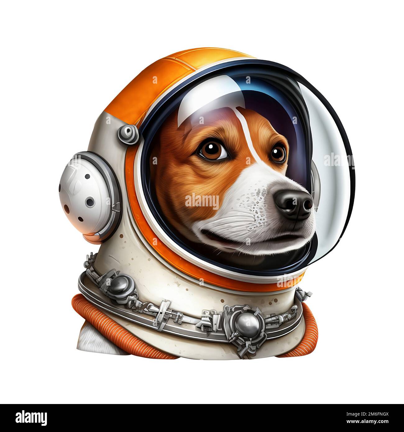 Leïka - first living being in space - dog in cosmonaut suit - illustration Stock Photo
