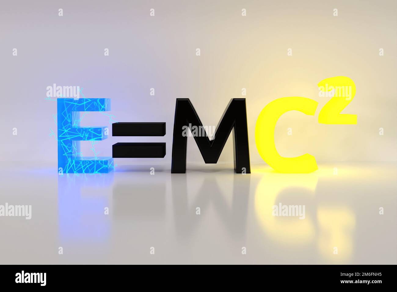 Albert Einstein's famous mathematical equation E=MC2 3D rendering