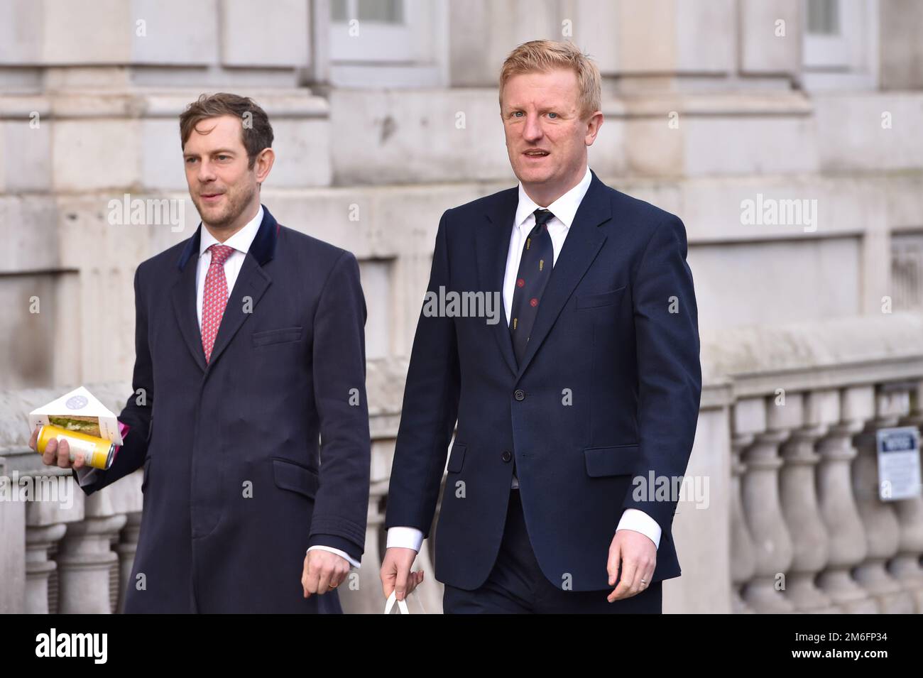 London, UK, 04th Jan, 2023. Oliver Dowden, Chancellor of the Duchy of Lancaster (right), is seen in Whitehall, London. Credit: Thomas Krych/Alamy Live News Stock Photo