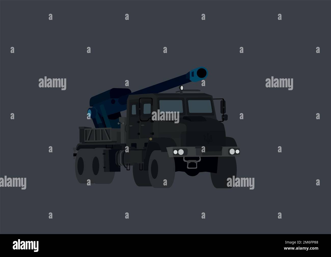 illustration of military Ukrainian bogdana vehicle isolated on grey,stock image Stock Vector