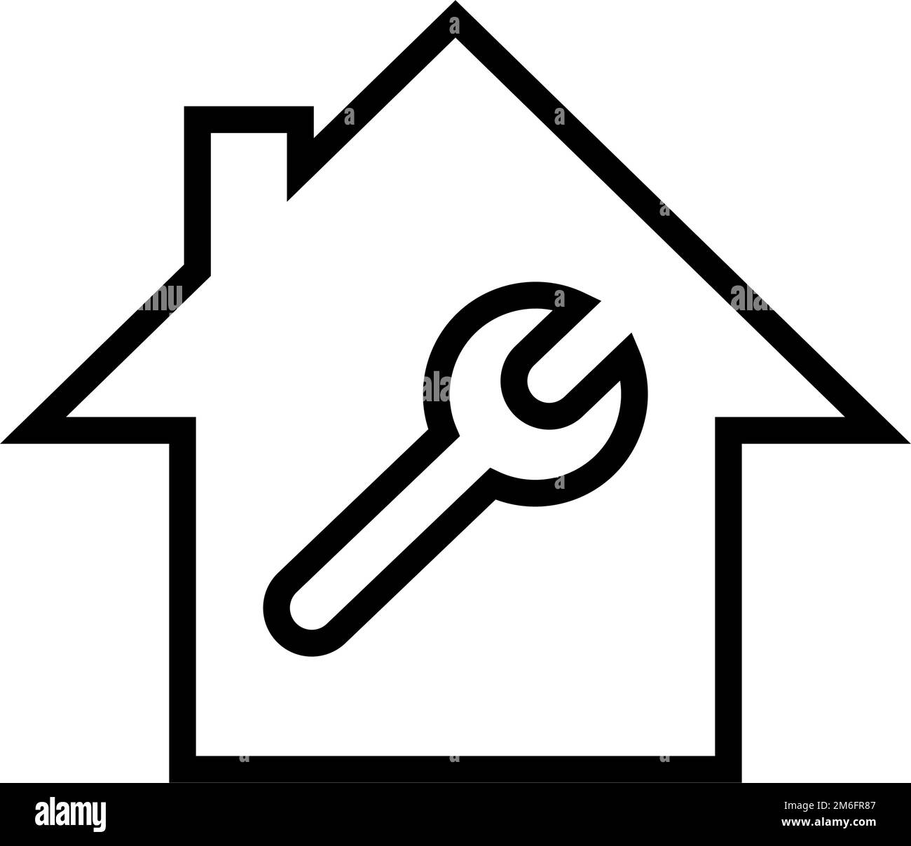 Home Repair Icon. House and spanner. Editable vector. Stock Vector