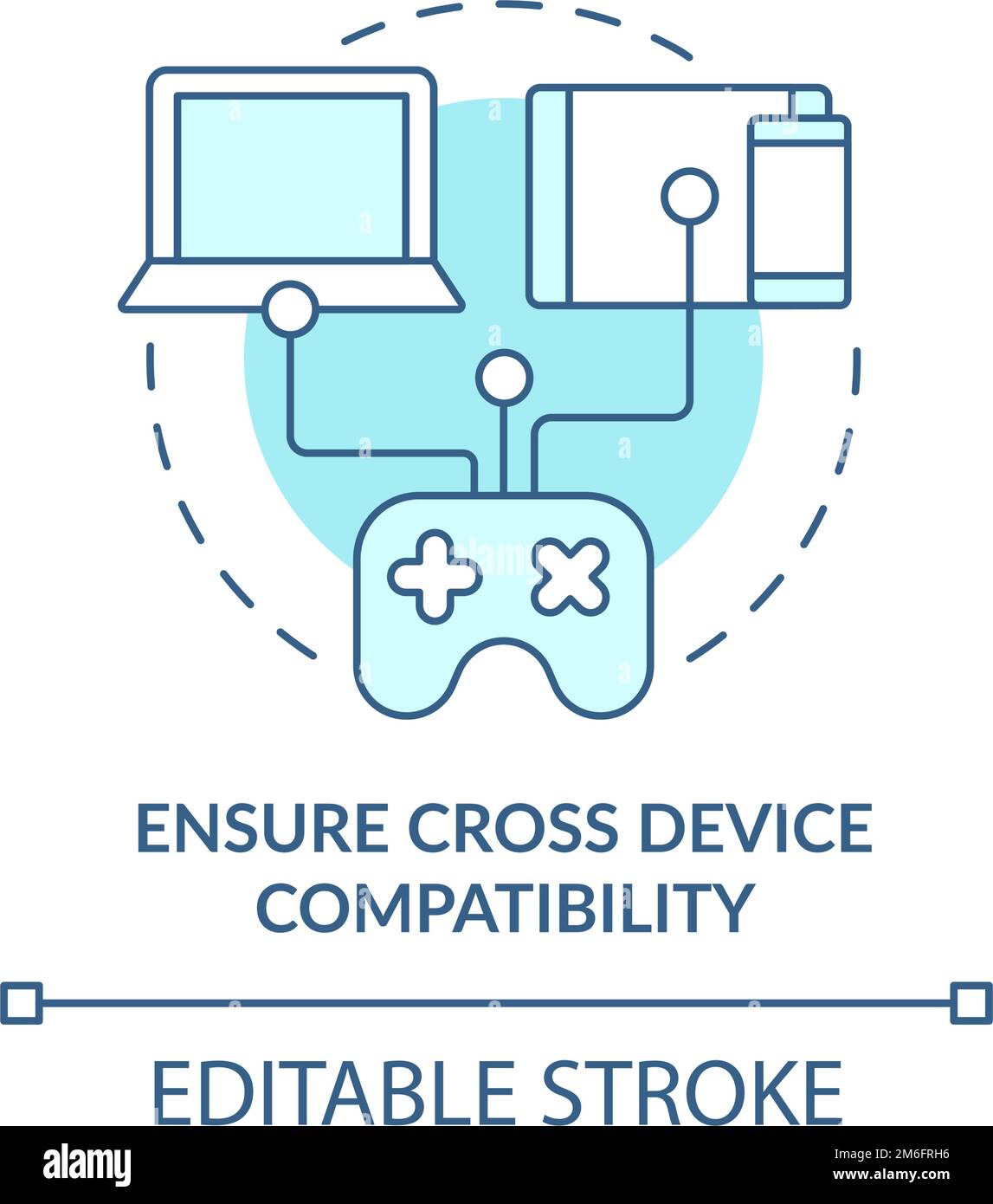 Ensure cross device compatibility turquoise concept icon Stock Vector