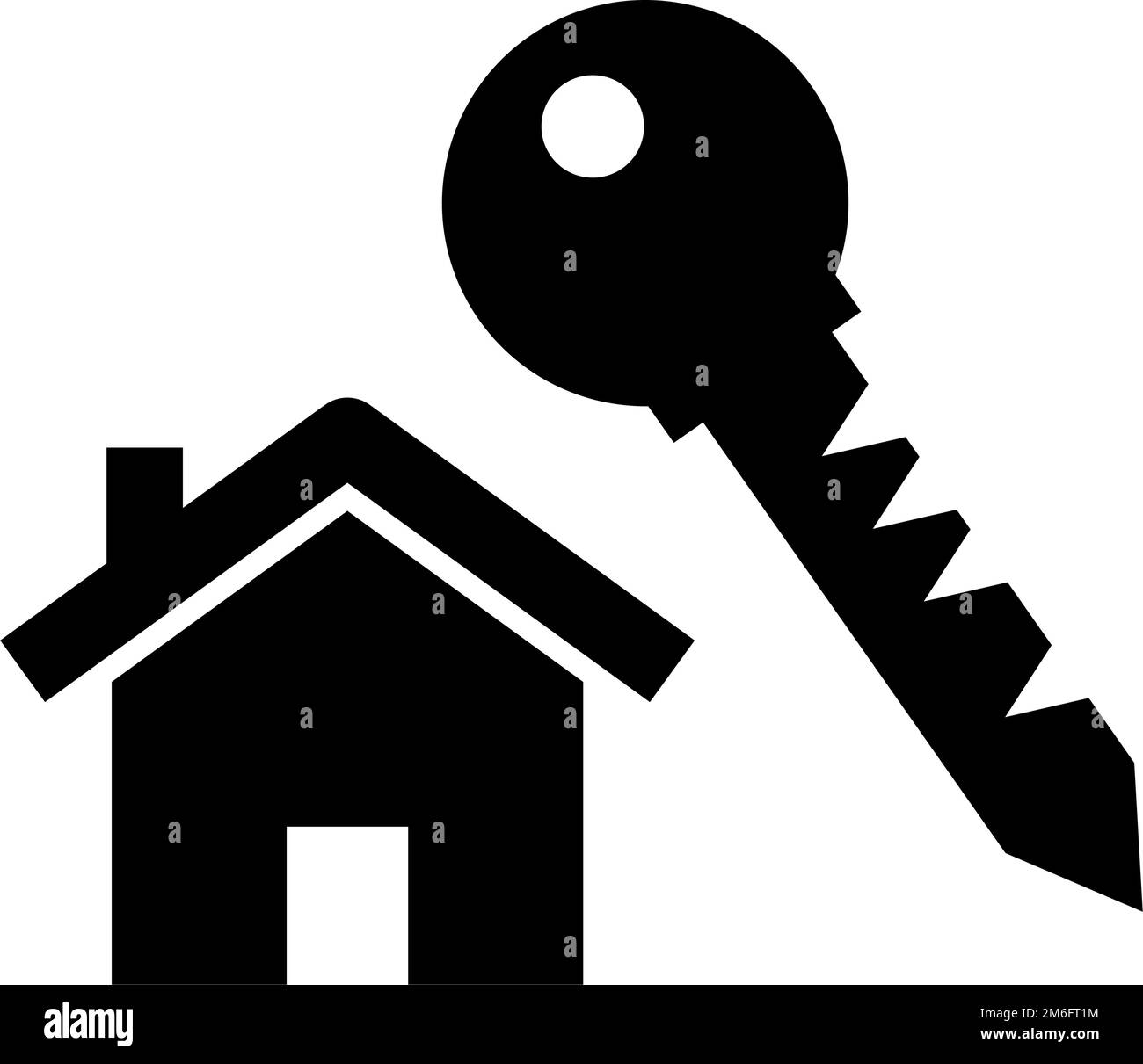 House and key silhouette icon. Home security and locking. Editable vector. Stock Vector