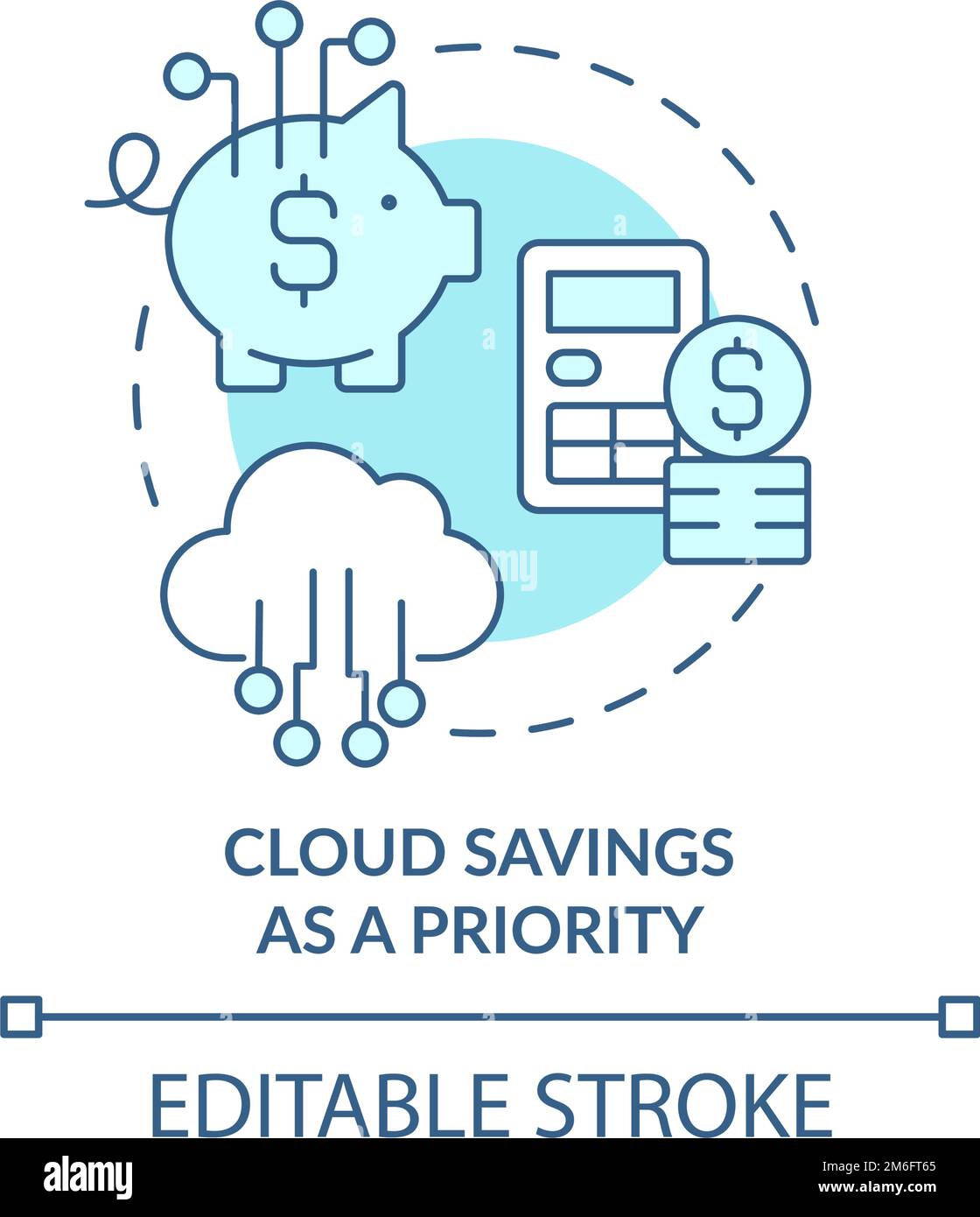 Cloud savings as priority turquoise concept icon Stock Vector