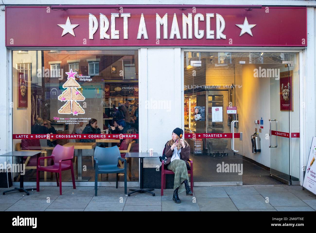 London- December 2022: Pret a Manger branch in Richmond- a British international sandwich shop chain Stock Photo